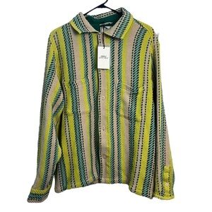 Urban Outfitters Green and Yellow Striped Jacket